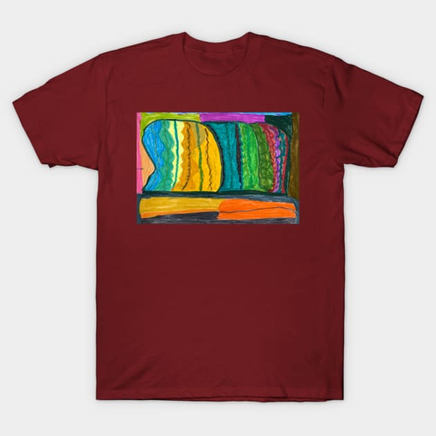 Colourful Mountain With Greens and Blues T-Shirt by PodmenikArt